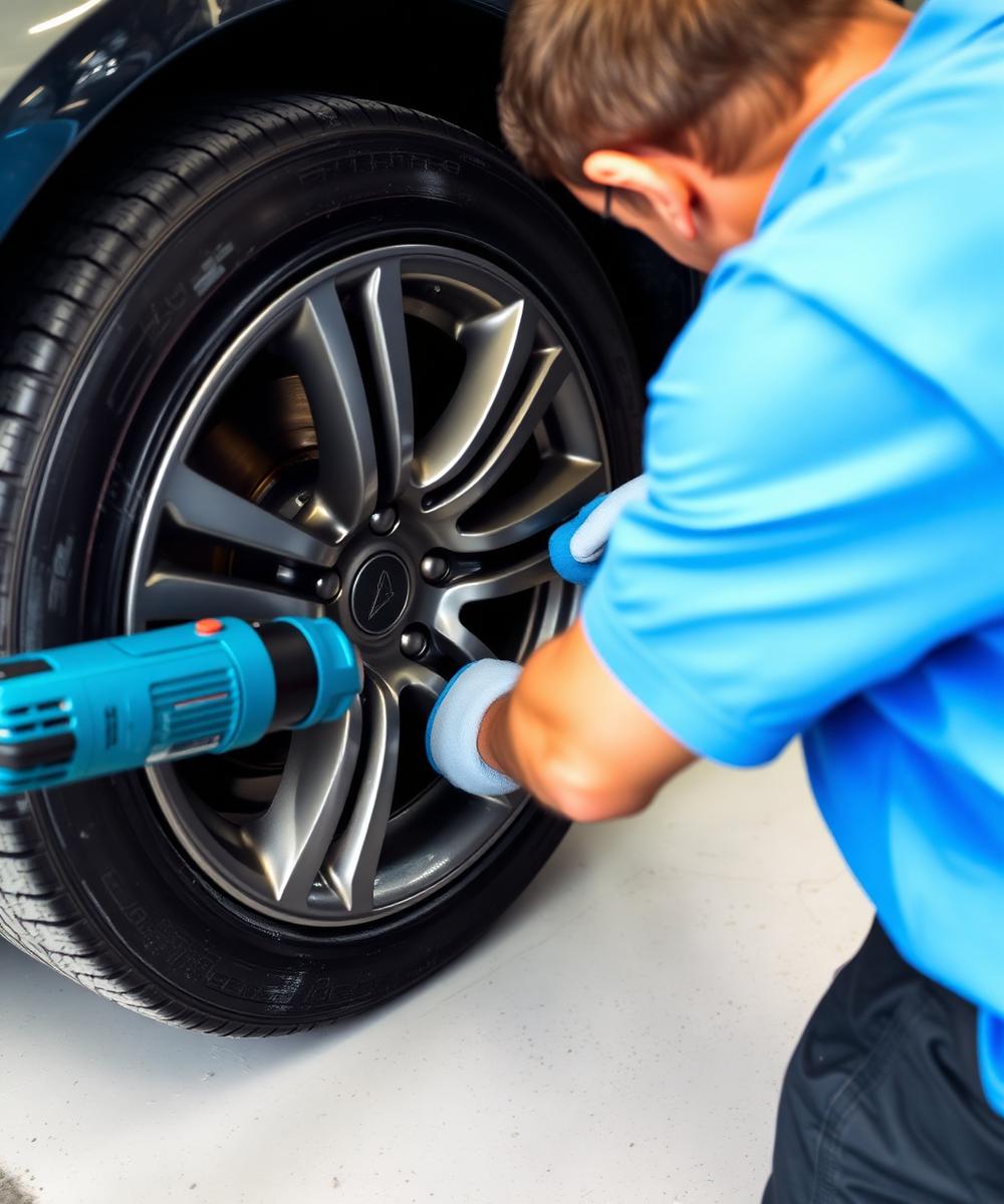 Machine polishing an alloy wheel